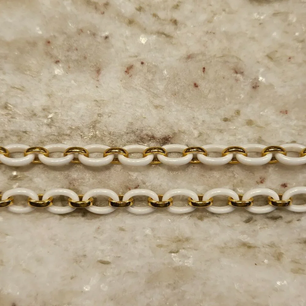 RARE MONICA RICH KOSANN AUDREY WHITE CERAMIC 18K GOLD 18